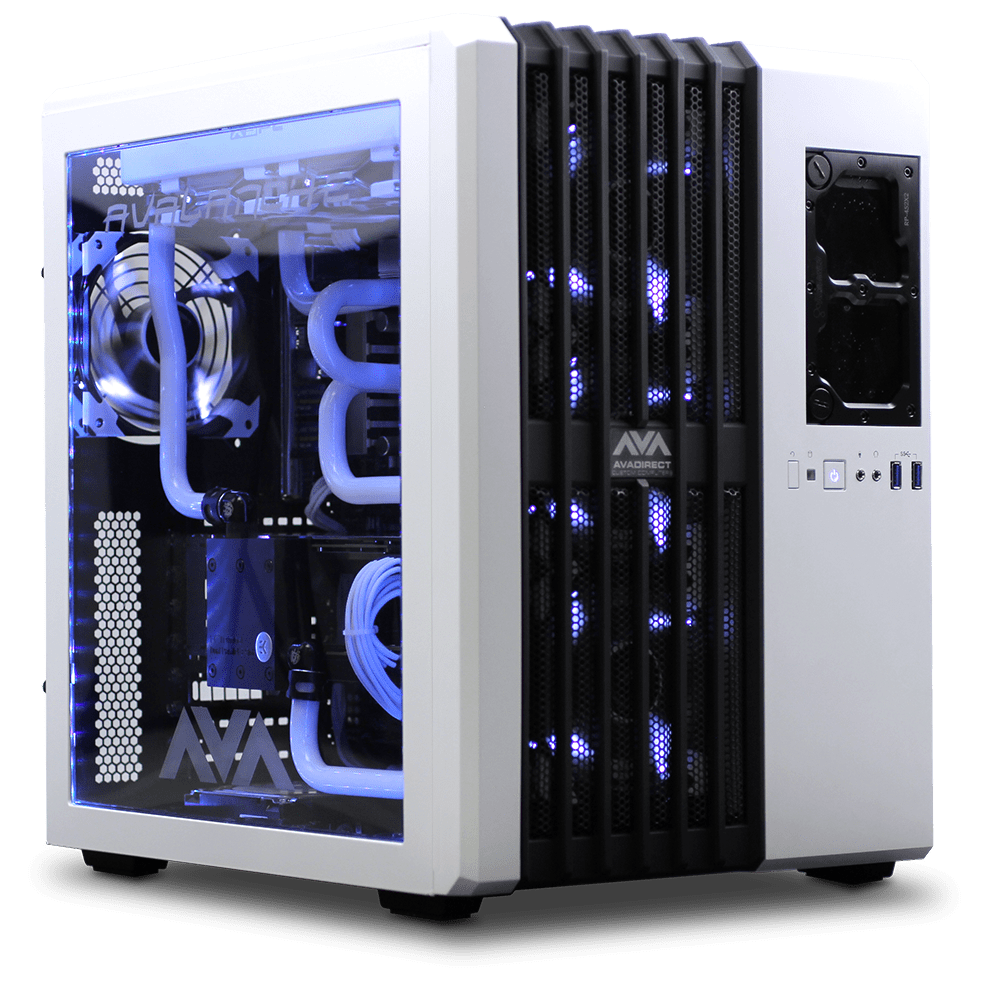 Custom gaming computer with a custom water loop cooling system